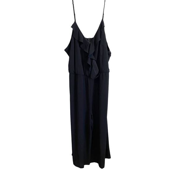 Kate & Mallory sleeveless ruffled jumpsuit black zip elastic waist wide leg 2X - Picture 1 of 8